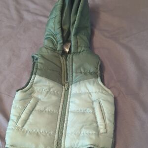 Baby Green Puffer Vest with Hood